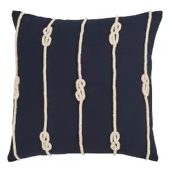 20"x20" Oversize Down Filled Knotted Rope Square Throw Pillow Navy - Saro Lifestyle