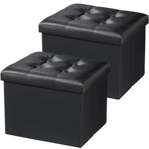 Aoibox Storage Ottoman Folding Foot Rest Stool, Leather Footstool Bench, Short Ottoman Stool with Hidden Storage, Perfect for Living Room, Bedroom,etc - 1 of 4