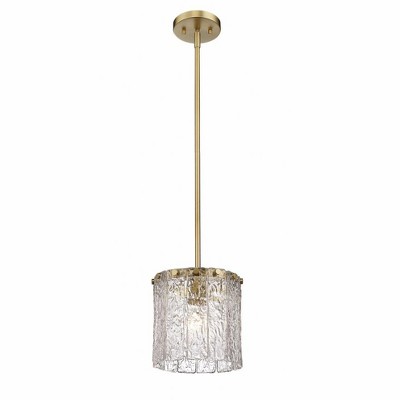 Glacier Modern Gold LED Pendant Light with Clear Textured Glass