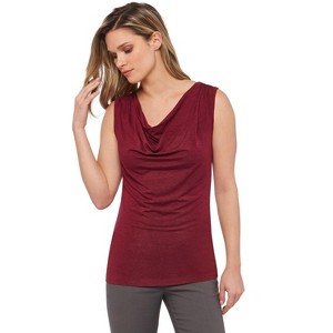 Rekucci Women's Super Soft Knit Cowl Neck Sleeveless Top – Versatile Casual to Dressy Style - 1 of 3
