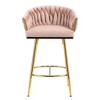 CAVINAS Set of 2 Velvet Bar Stool with Hand-Wave Back,26'' Counter Stools with Golden Chrome Base & Footrest for Home Pub & Kitchen Island - 4 of 4