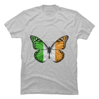 Men's Design By Humans Butterfly Flag Of Ireland By GiftsIdeas T-Shirt