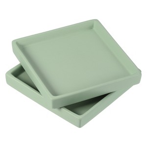 Unique Bargains Indoor Ceramic Square Plant Pot Saucers Tray 2 Pcs - 1 of 4