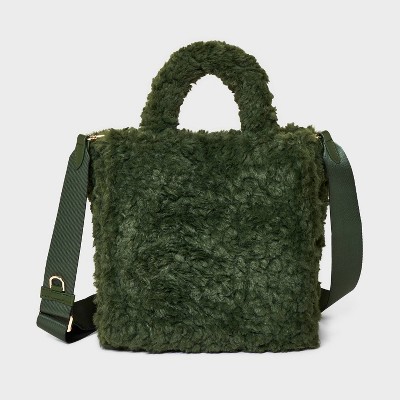 Midi Boxy Satchel Handbag - A New Day™ Dark Green