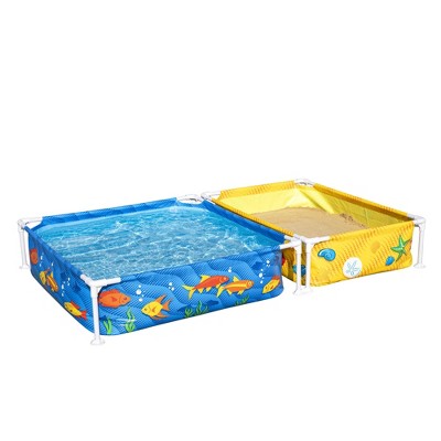 H2OGO! 7' Blue and Yellow Steel Frame Kiddie Pool and Sandpit