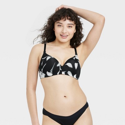 Women's Floral Print Wirefree Nursing Bra Auden™ Black And White 38c