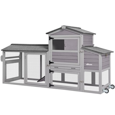 Aivituvin 80.59" Mobile Chicken Tractor Hutch for 2-3 Chickens( Inner Space 18.47ft²)- AIR61