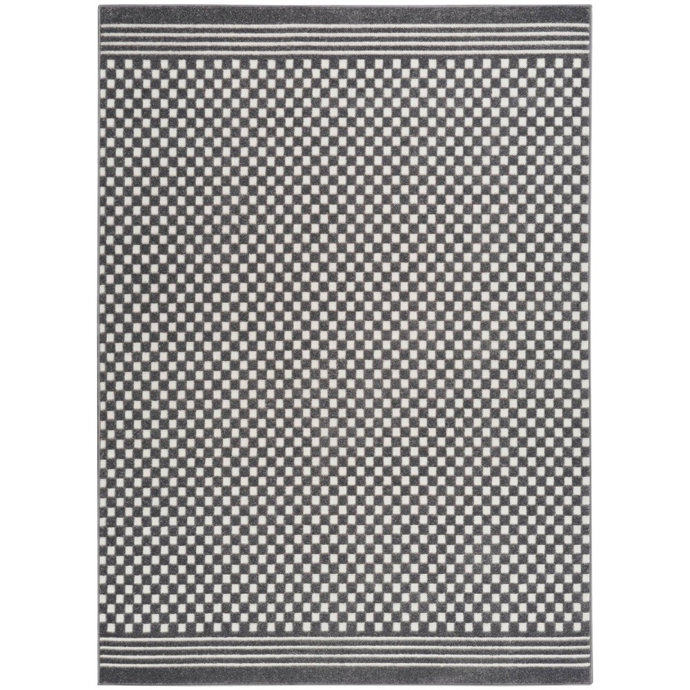 Photos - Area Rug Nourison 6'7"x9'2" Care Free Checkered Machine Woven Indoor  Gray 