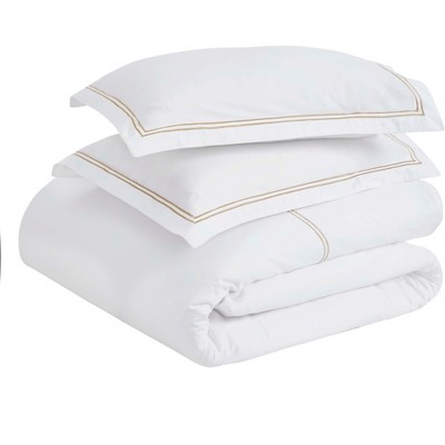 Cotton Two-Line Embroidered 3 Piece Duvet Cover Set by Blue Nile Mills