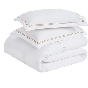 Cotton Two-Line Embroidered 3 Piece Duvet Cover Set by Blue Nile Mills - 1 of 4