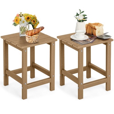 Tangkula 2PCS 14" Patio Adirondack Side Table HDPE Square Weather Resistant Garden