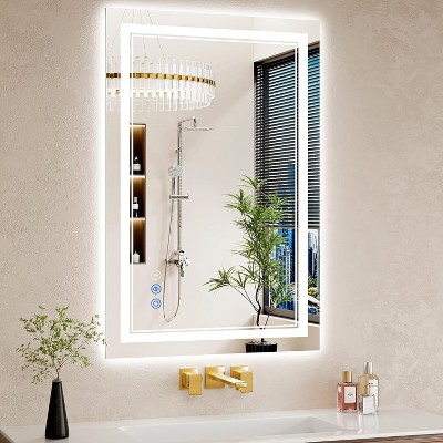 24x36 Inch LED Bathroom Mirror with Anti-Fog, Dimmable Backlit & Frontlit, 3 Color Temperatures