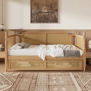 GDFStudio Susan Traditional Space-Saving Rattan Daybed with Wood Frame - 1 of 4
