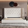 Bed Frame Upholstered Bed Wingback Headboard Velvet Tufted Diamond Button - 4 of 4