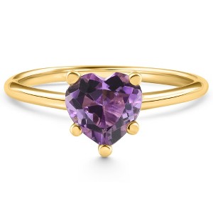 Pompeii3 Amethyst Solitaire Ring 14k White or Yellow Gold 6MM - 1 of 4