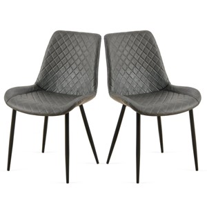 SEVOBAL Dining Chairs Set of 2 Mid-Century Modern Leathaire Chairs with Metal Legs and Cushioned Backrest, Gray, 20.47"*23.81"*33.46" - 1 of 4