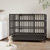 Dog Crate Furniture, Large Wooden Kennel with Wheels for Indoor Use - 2 of 4