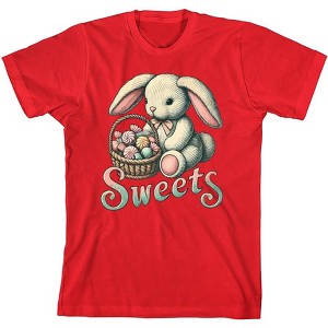 Sweets Bunny WIth Candy Basket   Boy's Crew Neck Short Sleeve Tee - 1 of 2