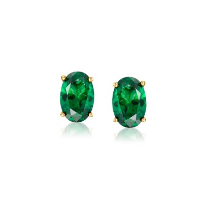 Pure Collection by Ross-Simons 0.50 ct. t.w. Oval Lab-Grown Emerald Stud Earrings in 18kt Gold Vermeil