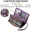 Wikineon Leather Credit Card Holder Wallet for Women RFID Blocking Large Capacity Bifold Zipper Card Case Organizer with Wristlet 45 Slots - 2 of 4
