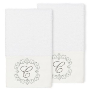 Linum Home Textiles 100% Turkish Cotton MONICA 2PC Embellished Hand Towel Set - 1 of 1