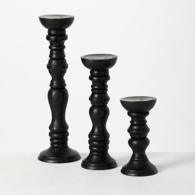 Sullivans Pillar Candleholder 16"H, 12"H & 8"H Black