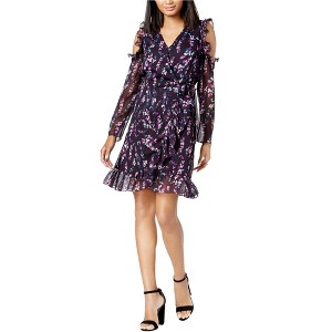maison Jules Womens Ruffled Floral A-line Dress - 1 of 1