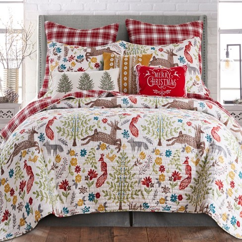 Folk Deer Holiday Quilt Set - One Full/queen Quilt And Two Standard Pillow  Shams Multi-color - Levtex Home : Target