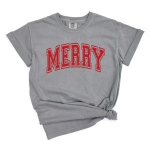 Simply Sage Market Merry Varsity Thick Outline Garment Dyed Tee - 1 of 4