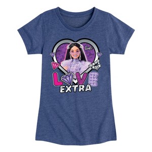Girls' - Barbie - Love Extra Heart Fitted Short Sleeve Graphic T-Shirt - 1 of 4