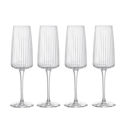 Bormioli Rocco 8.5 Oz Ribbed Crystal Prosecco Glass Set