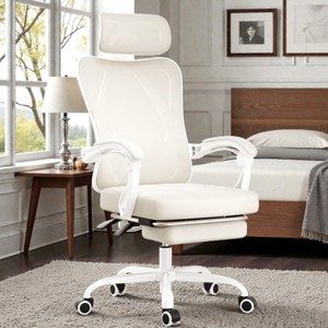 Mshliw Ergonomic Mesh Office Chair with Footrest, Adjustable Headrest & Lumbar Support, High-Back Reclining Computer Desk Chair for Home Office - 1 of 4