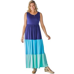 Woman Within Women's Plus Size Colorblock Tiered Dress - 1 of 4