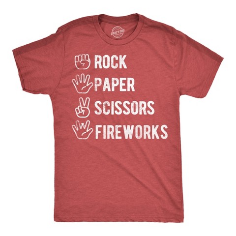 Мужские футболки Crazy Dog T-Shirts, Inc. Mens Funny T Shirts Rock Paper Scissors Fireworks Sarcastic Fourth Of July Graphic Novelty Tee for Men - Crazy Dog Men's T Shirt For Fourth Of L