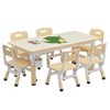 Kids Table & 6 Chairs Set, Height Adjustable Child Table Includes Storage Box, Colour Pens & Anti-Slip Mats for Classrooms, Homes & Daycares - 2 of 4