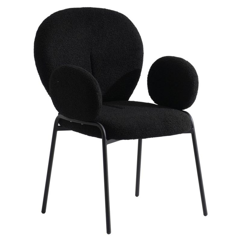 Leisuremod Celestial Boucle Dining Arm Chair with Black Frame, 1 of 6