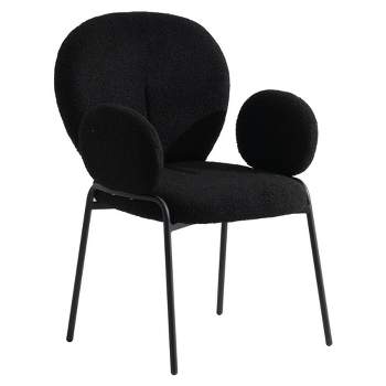 Leisuremod Celestial Boucle Dining Arm Chair with Black Frame