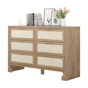 6 Drawer Dresser for Clothes Storage, 47" Wide Double Dresser With Golden Handles, Modern Chest of Drawers for Bedroom, Living Room - 1 of 4