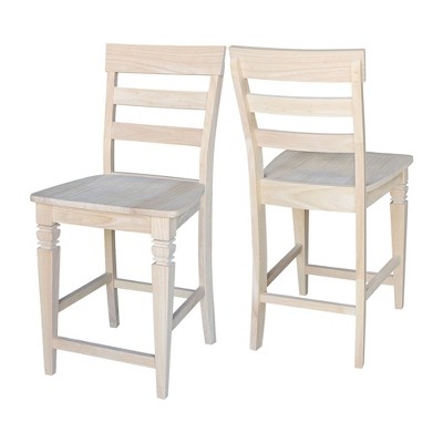 24" Unfinished Solid Wood Ladder-Back Counter Stool