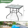 Tangkula 35" Patio Dining Table Square Outdoor Dining Table w/ Tempered Glass Tabletop Black - 3 of 4