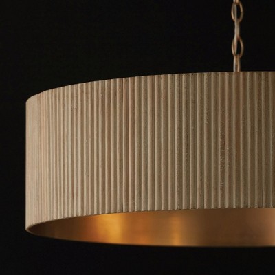 Donovan White Wash and Matte Brass Drum Chandelier