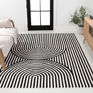 JONATHAN Y Sofia High-Low MidCentury Modern Arch Stripe Two-Tone Indoor/Outdoor Area Rug - 1 of 4