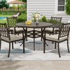 Mondawe 48 Inch Round Aluminum Outdoor Patio Dining Table with Umbrella Hole, Dark Brown - 3 of 4