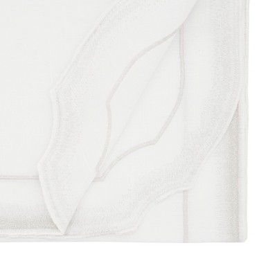 Elegant White and Beige Embroidered Polyester Table Runner, 16"x70"