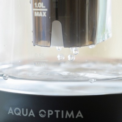Aqua Optima 1.7L Black Glass Electric Kettle with Filter