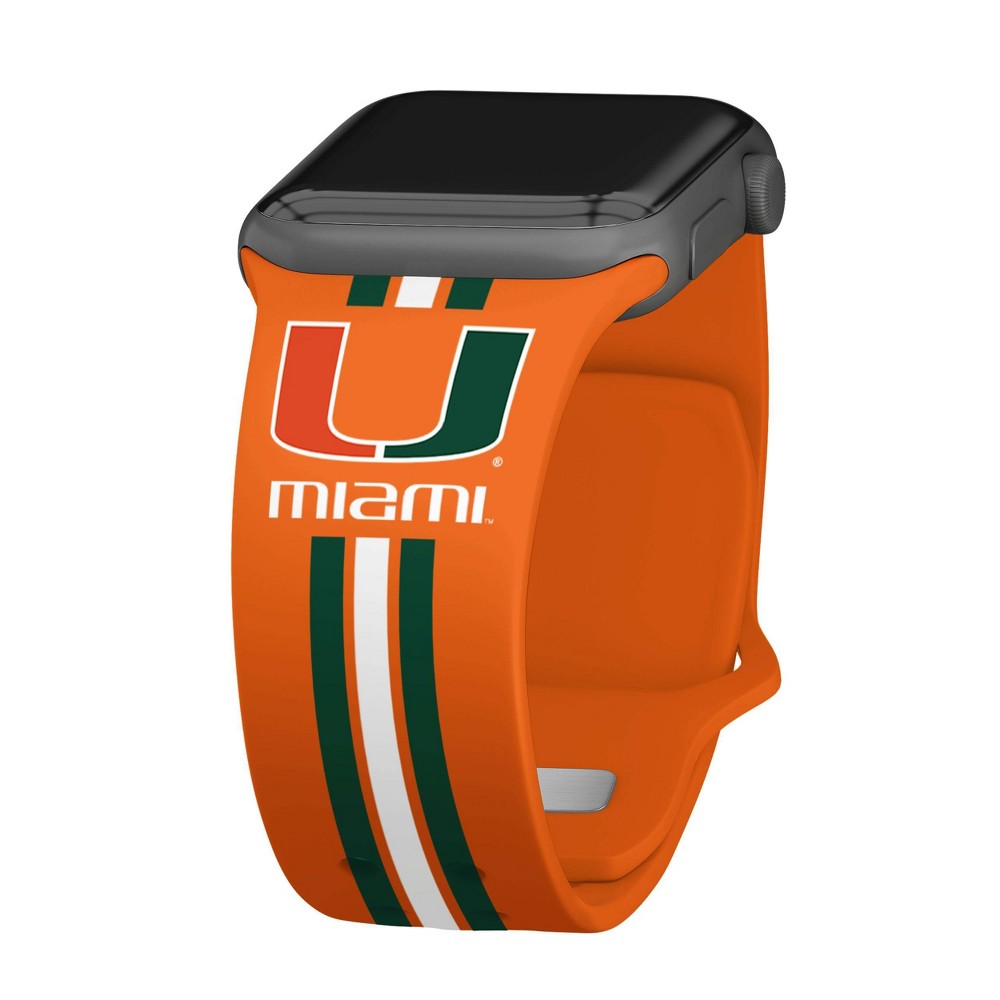 Photos - Smartwatches NCAA Miami Hurricanes Wordmark HD Apple Watch Band - 38/40/41mm Long