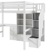 PAGED Twin Size Loft Bed with L-Shaped Desk Modern Pine Bed Frame with Drawers and Storage Stairs for Bedroom - 4 of 4