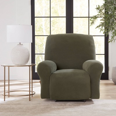 Sure Fit Stretch Pique Recliner Chair Cover: Machine Washable, Pet Friendly, Indoor Polyester & Spandex Slipcover