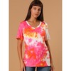 Allegra K Women's Summer Short Sleeves V Neck Tie Dye T-Shirts - image 2 of 4