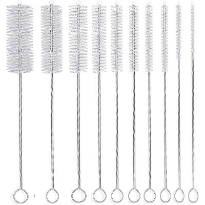 Set of 10 PCS Long Straw Brush, Nylon Pipe Tube Cleaner 8-iNch 10 Different Diameters